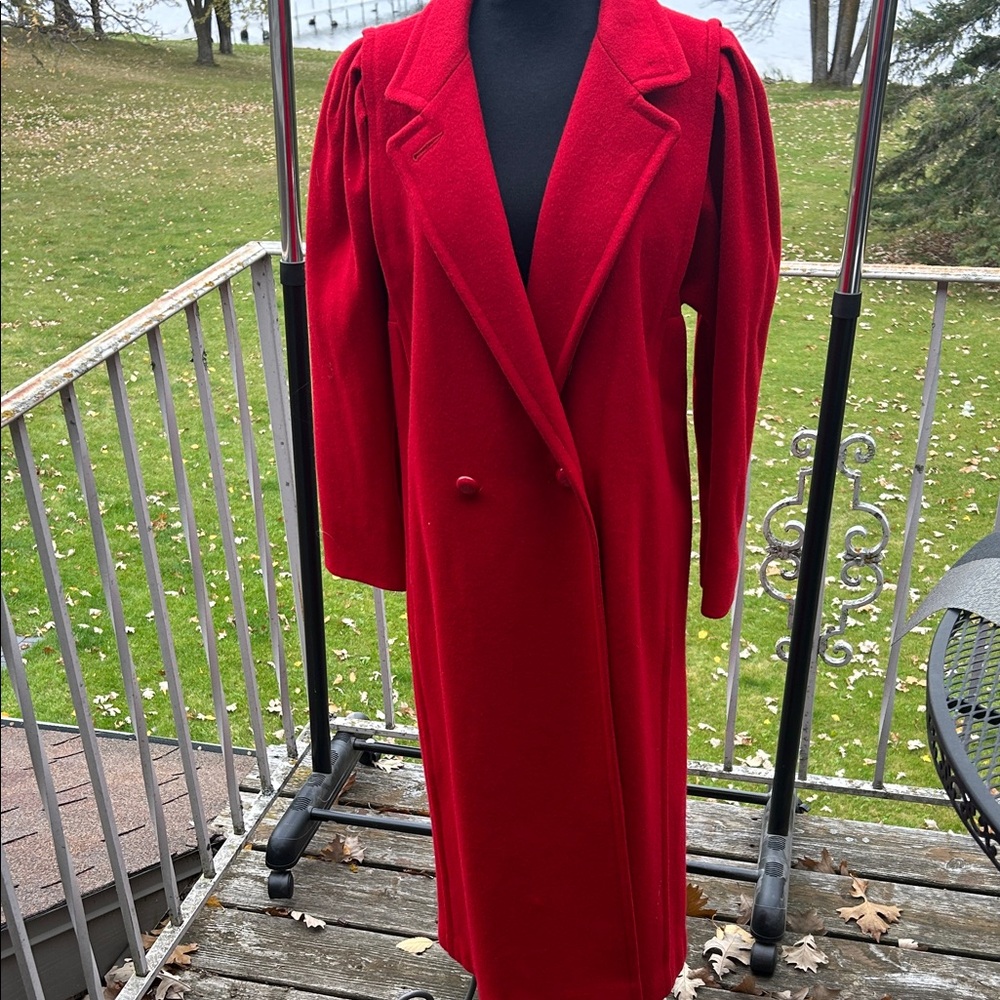 Vintage Elegant Red Women's Wool Coat